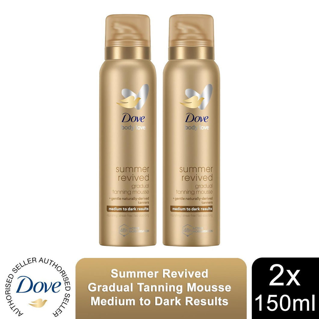 2pk of 150ml Dove Derma Spa Gradual Self-Tan Body Mousse Medium to Dark