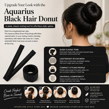 Load image into Gallery viewer, Aquarius Hair Bun Maker Donut Ring Black Lightweight Easy Updo Styling Tool Ring