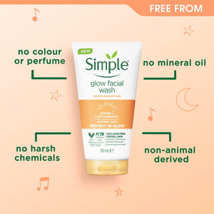 2 Pack of 150ml, Simple Protect & Glow Express Glow Clay Polish Face Wash