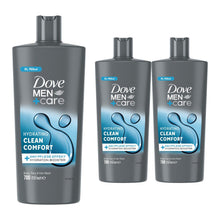 Load image into Gallery viewer, Dove Men+Care 3-in-1 Body, Face &amp; Hair Wash Hydrating Clean Comfort 700ml, 3 Pk