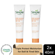 Load image into Gallery viewer, Simple Triple Protection Moisturiser SPF 30 40ml Twin Pack
