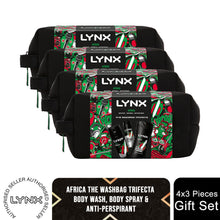 Load image into Gallery viewer, Lynx Africa THE TRIFECTA Bath &amp; Body 3 Pieces Gift Set for Him with Washbag