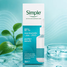 Load image into Gallery viewer, Simple Purify+ Niacinamide &amp; Zinc Face Serum 30ml 10 Pack, for Sensitive Skin