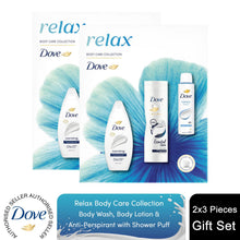 Load image into Gallery viewer, Dove Relax Trio Gift Set with Hydrate Bodywash, Body Lotion &amp; Classic Deodorant