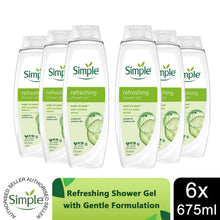 Load image into Gallery viewer, Simple Kind to Skin Refreshing Shower Gel 675ml, 6 Pack