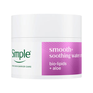 Simple Smooth+ Soothing Water Cream � Lightweight Moisturiser with Aloe & Ceramides, Calms and Hydrates Skin, No Perfume or Colour 50ml, Pack of 3
