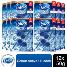 Load image into Gallery viewer, Bloo Toilet Rim Block Colour Active+Bleach for Long-Lasting Freshness 2x50g 12pk