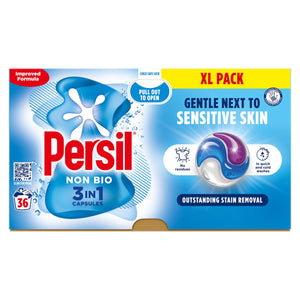 Persil XL 3 in 1 Washing Capsules Non Bio Stain Removal 36 Washes, 3 Pack