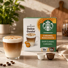 Load image into Gallery viewer, Nescafe Dolce Gusto Starbucks Coffee Pods Caps Box of 12 Caramel Macchiato
