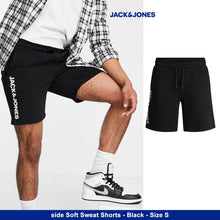 Load image into Gallery viewer, Jack &amp; Jones Jjiside Soft Black Sweat Shorts Mens Jersey Jogger Loungewear Size S