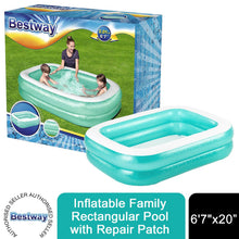 Load image into Gallery viewer, Bestway Inflatable Family Rectangular Pool with Repair Patch, 6'7"x20”or8'7"x20”