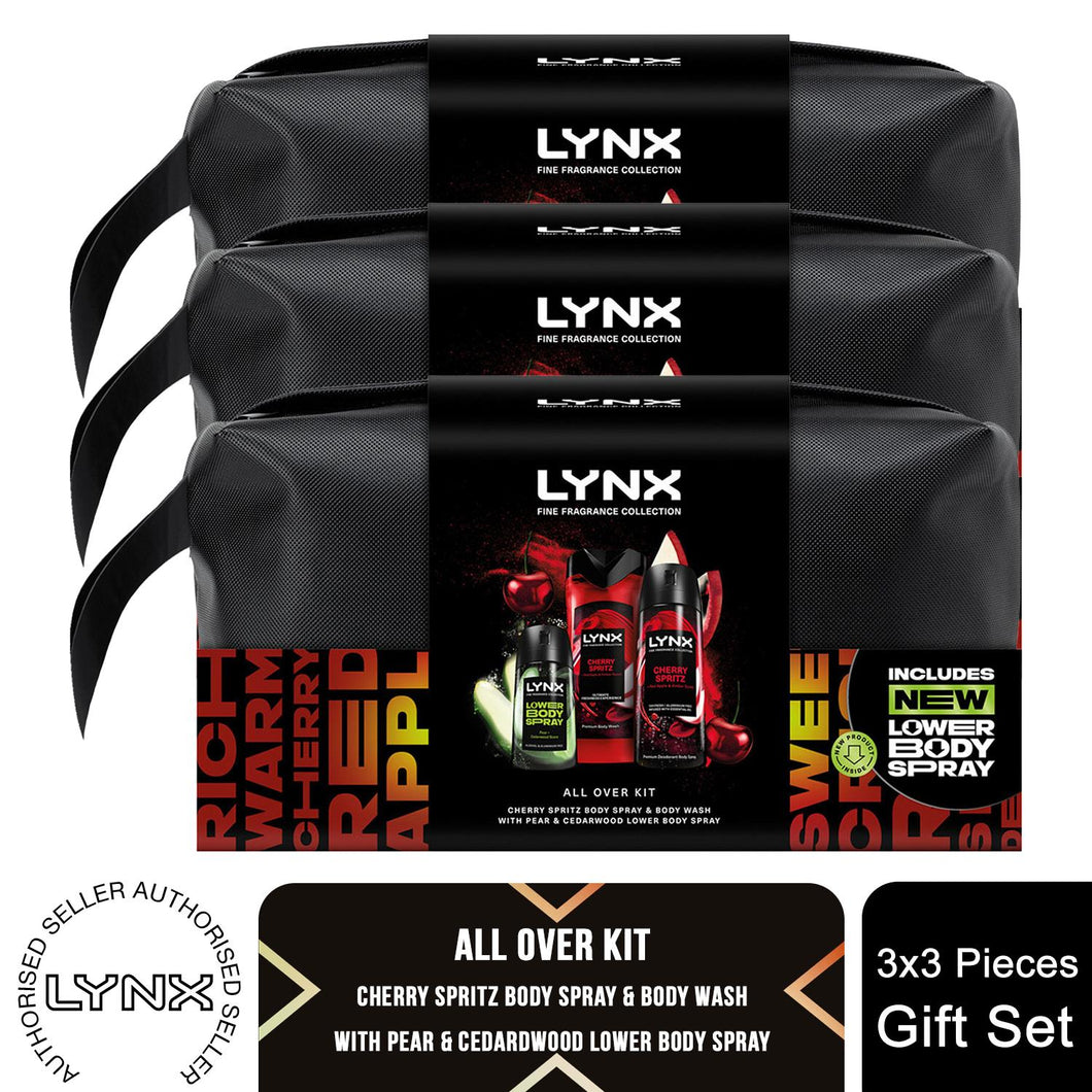 Lynx Fine Fragrance Washbag Gift Set, Premium Cherry Spritz and Pear Scent