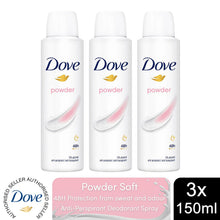 Load image into Gallery viewer, Dove Powder Anti-Perspirant with 48H Sweat Protection Deo for Women 150ml, 3pk