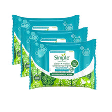 Load image into Gallery viewer, Simple Clear+Matte Daily Skin Detox Biodegradable Wipes for Oily Skin, 3 or 6 Pk