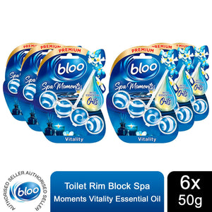 Bloo Toilet Rim Block Spa Moments Vitality Essential Oil 50g 6 Pack