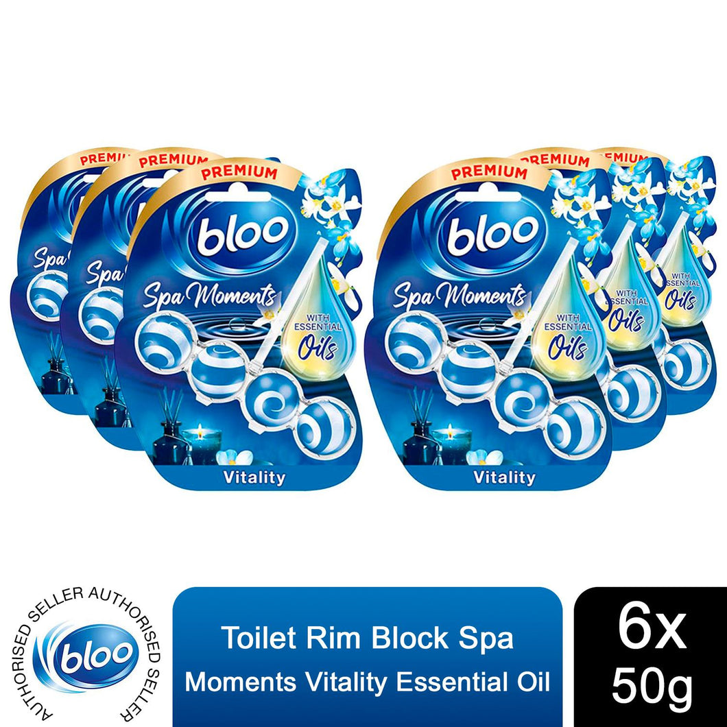 Bloo Toilet Rim Block Spa Moments Vitality Essential Oil 50g 6 Pack