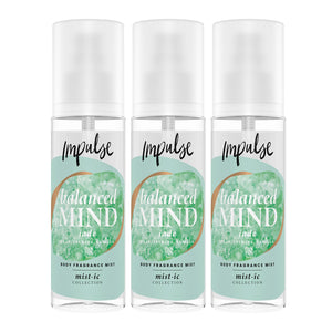 Impulse Balanced Mind Body Fragrance Mist Fruity, Jasmine & WarmVanilla, 3x150ml