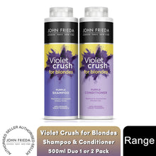 Load image into Gallery viewer, John Frieda Violet Crush Sheer Blonde Correcting Shampoo &amp; Conditioner 500ml