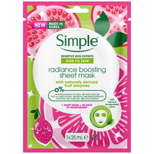 Load image into Gallery viewer, 5x of Simple Kind to Skin Moisturising &amp; Hydrating Sheet Mask with NaturalFibers