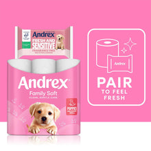 Load image into Gallery viewer, Andrex Gentle Clean Embossed Puppies on Roll 2 Ply Toilet Paper, 45 Or 90 Rolls