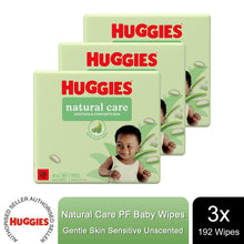 Load image into Gallery viewer, 3 Packs Huggies Natural Care PF Baby Wipes Sensitive Unscented 576 Baby Wipes