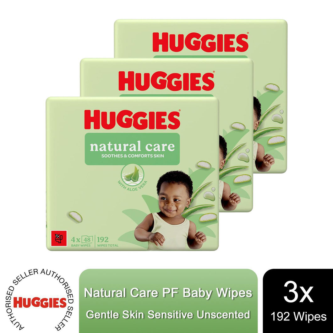 3 Packs Huggies Natural Care PF Baby Wipes Sensitive Unscented 576 Baby Wipes