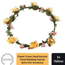 Load image into Gallery viewer, Flower Head Garland Crown Yellow Festival Wedding Summer Boho Hair Accessory Kit