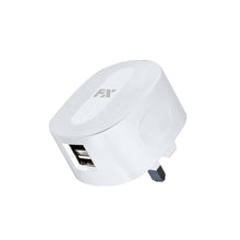 Load image into Gallery viewer, FX Mains Charger Dual USB 2.4 AMP Plug (UK) For Smart Phones &amp; Tablets, White