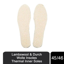 Load image into Gallery viewer, Lambswool &amp; Durch Wolle Insoles Thermal Inner Soles, Size 45/46