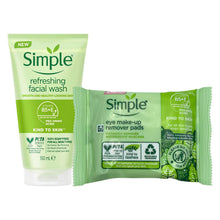 Load image into Gallery viewer, Simple Skincare Range -Refreshing Face Wash 150ml or Eye Make-Up Remover Pads 30