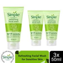 Load image into Gallery viewer, Simple Kind to Skin Soap Free Refreshing Facial Gel Wash 50ml, 3 or 6 Pack