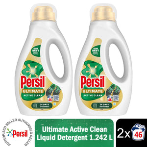 Persil Ultimate Liquid Detergent Active Clean Stain Removal 46W 1.242 L, 2 Pack