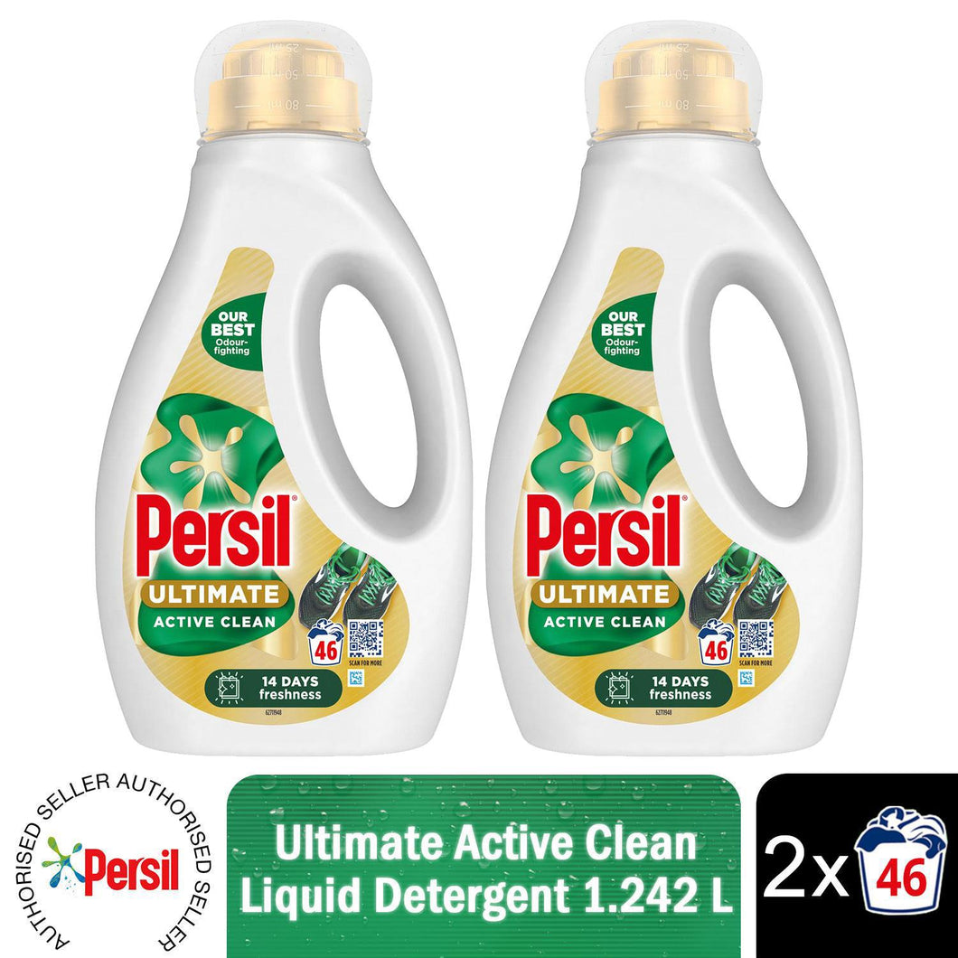Persil Ultimate Liquid Detergent Active Clean Stain Removal 46W 1.242 L, 2 Pack