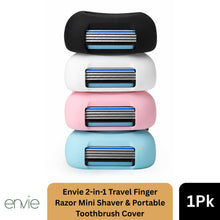 Load image into Gallery viewer, Envie 2-in-1 Travel Finger Razor Mini Shaver &amp; Portable Toothbrush Cover
