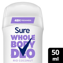 Load image into Gallery viewer, Sure Whole Body Deodorant Stick Rio Coconut with 48Hrs Odour Control 50ml,6 Pack