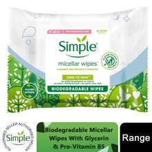 Load image into Gallery viewer, Simple Biodegradable Micellar Wipes with Glycerin &amp; Pro-Vitamin B5, 3 or 6 Pack