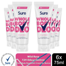 Load image into Gallery viewer, Sure Wild Rose Whole Body Deodorant Cream Aluminium Free 75ml, 6 Pack