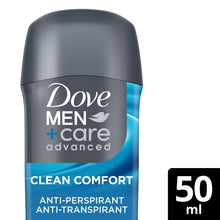 Load image into Gallery viewer, Dove Men+Care Advanced Anti-Perspirant Deodorant Stick Clean Comfort 50ml, 3 Pk