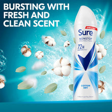 Load image into Gallery viewer, Sure Women Anti-perspirant 72H Nonstop Protection Cotton Dry Deodorant, 6x250ml
