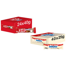 Load image into Gallery viewer, Nestle Chocolate Bar, KitKat Chocolate Bar 24x40g &amp; Milkybar Chocolate 40x25g