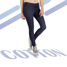 Load image into Gallery viewer, RJM Ladies Wet Look Faux Leather Leggings Blue High Waist Stretch Trousers, 4 Pk