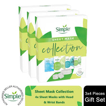 Load image into Gallery viewer, Simple Sheet Mask Collection 4 Pieces Gift Set for Her withHeas &amp; Wrist Bands