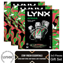 Load image into Gallery viewer, Lynx Africa Gift Set, Body Wash Spray Deodorant Trio,Long Lasting Freshness