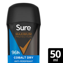 Load image into Gallery viewer, Sure Men Maximum Protection Cobalt Dry Anti-Perspirant Cream Stick 50ml, 6 Pack