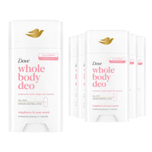 Load image into Gallery viewer, Dove Whole Body Deodorant Stick Long Lasting Fresh Raspberry &amp; Rose 75ml, 6 Pack