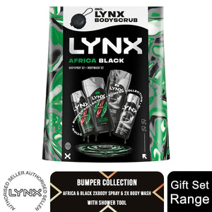 Lynx Africa & Black Bumper Gift Set, Daily Freshness Kit with Spray & Bodywash