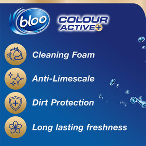 Bloo Toilet Rim Blocks Colour Active+ Flower with Odour Stop Technology, 6 Pack