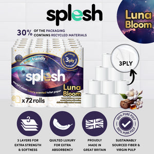 Splesh Quilted Luna Bloom 3-Ply Luxury Scented Toilet Tissue Paper, 72 Rolls
