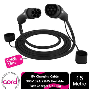 Cord 15m EV Charging Cable 380V 32A 22kW Portable Fast Charger UK Plug