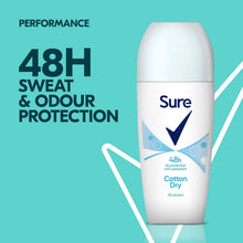 Load image into Gallery viewer, Sure Women Roll On Cotton Dry AntiPerspirant Deodorant 48Hrs Protection, 6x50ml